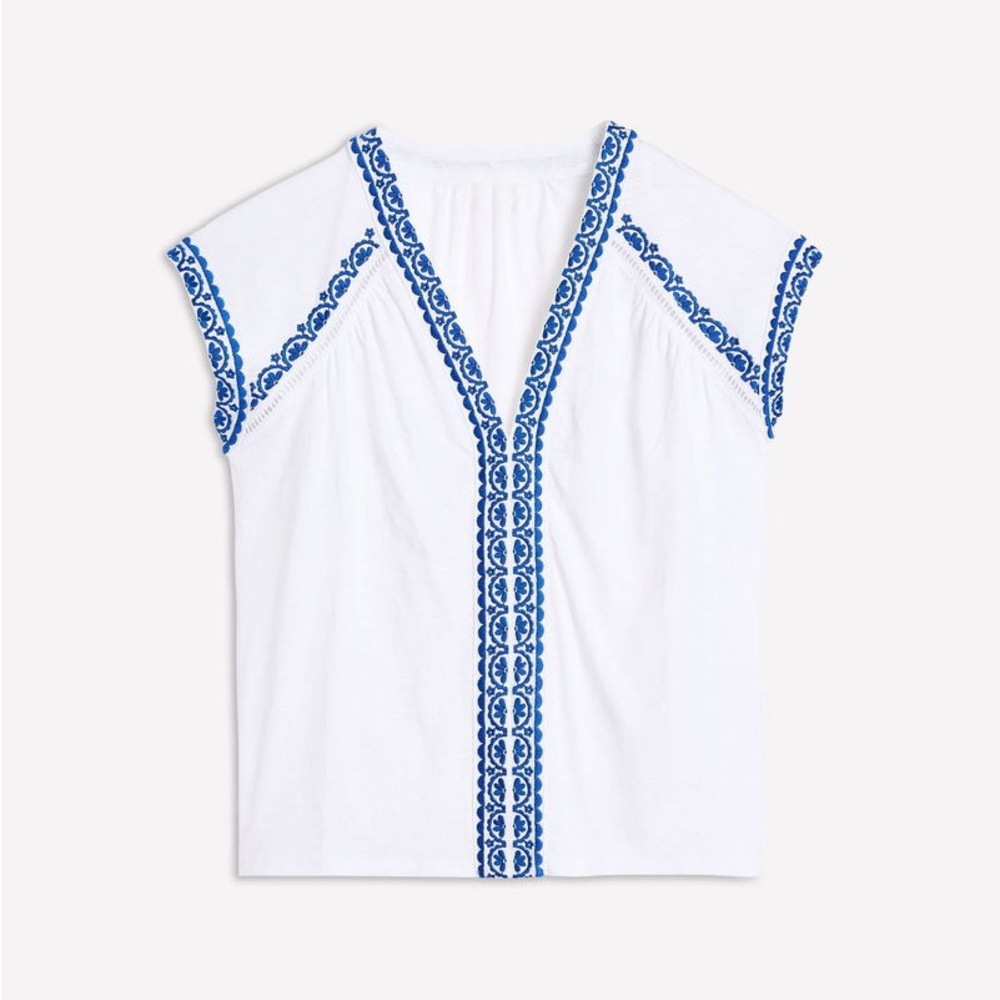 Boden  Hazel Cotton Embroidered Top
White and blue - Picture 5 of 11